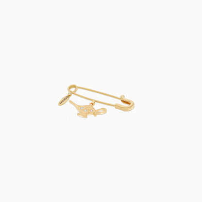 Disney Princess Jasmine – Aladdin Lamp Baby Brooch in 18K Yellow Gold with Natural Diamonds