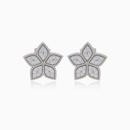 18K White Gold Earrings Decorated with Natural Diamond Stones