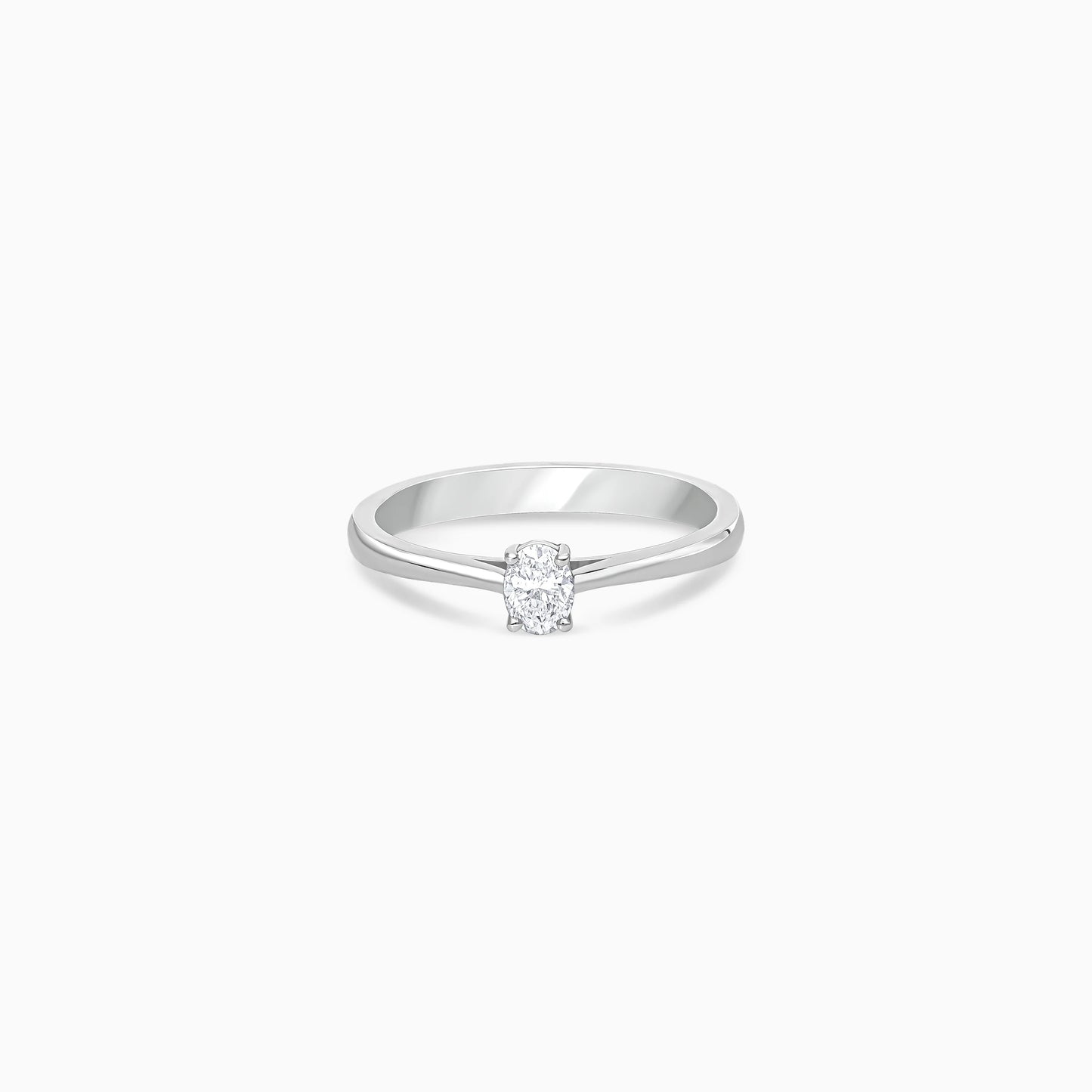18K White Gold Solitaire Oval Diamond Ring