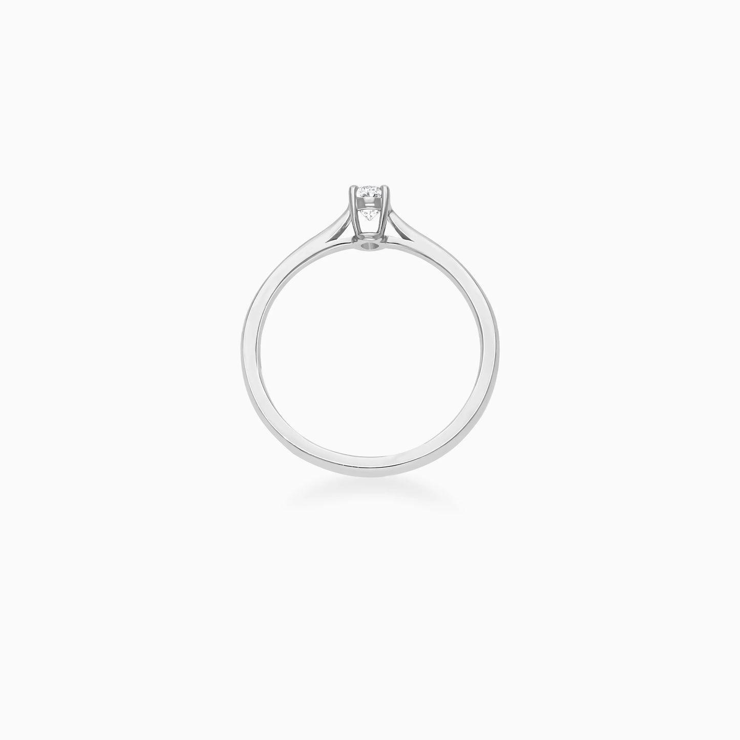 18K White Gold Solitaire Oval Diamond Ring