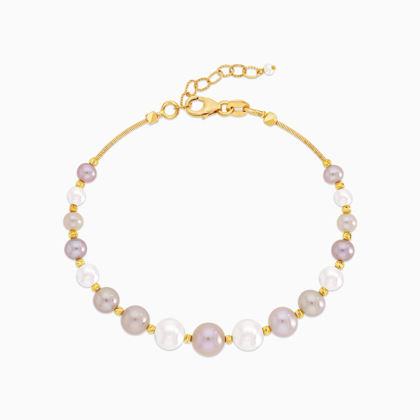 18k yellow gold bangle decorated with white and lavender pearls - from Danah Collection