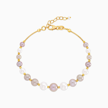18k yellow gold bangle decorated with white and lavender pearls - from Danah Collection