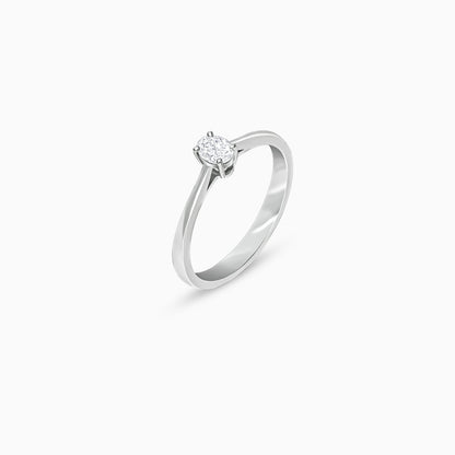 18K White Gold Solitaire Oval Diamond Ring