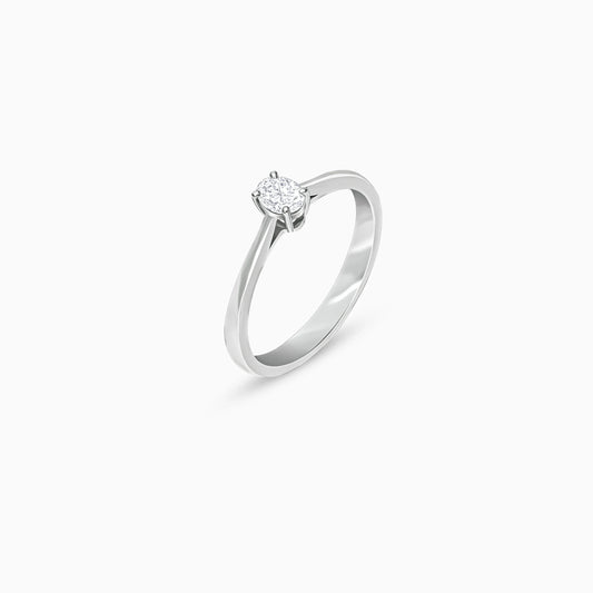 18K White Gold Solitaire Oval Diamond Ring