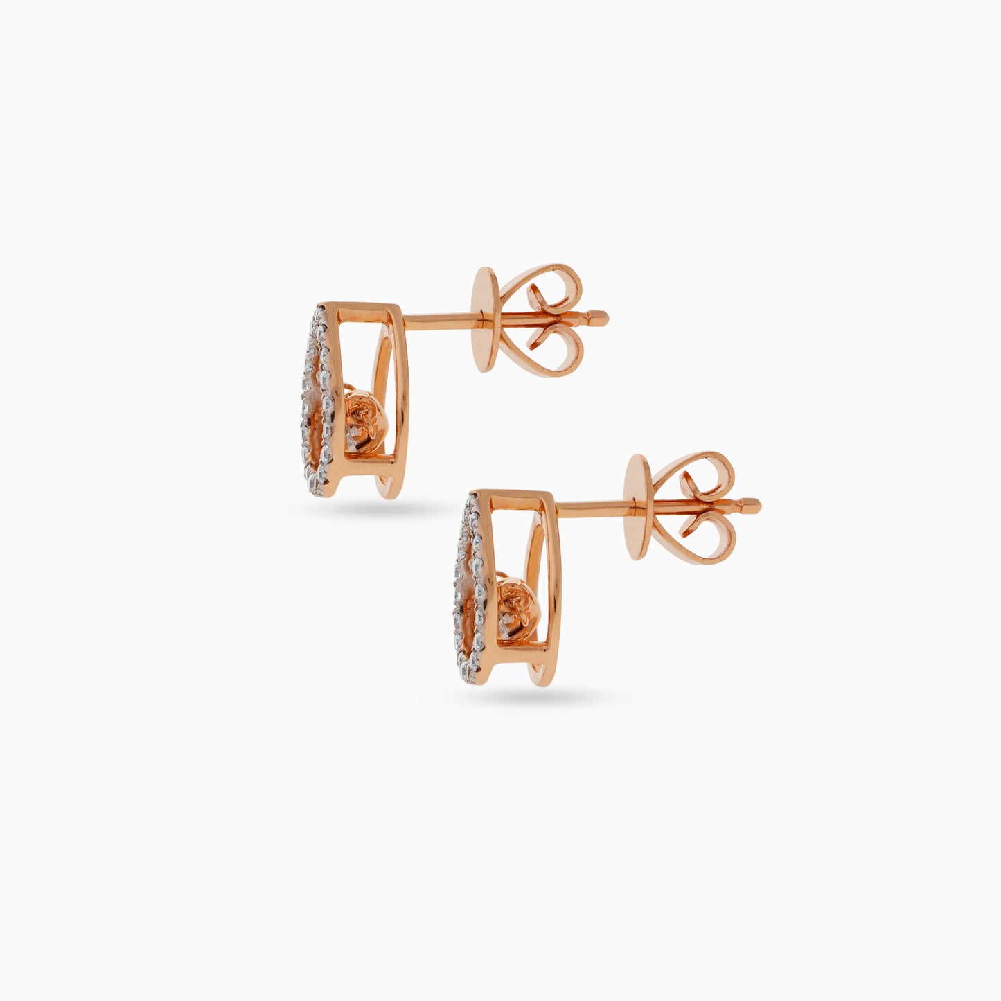 أقراط متدلية من الذهب الوردي عيار 18 قيراطًا مرصعة بألماس راقص | مجموعة الألماس الراقص