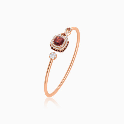 18K Rose Gold Bangle featuring a stunning Natural Diamond and Garnet