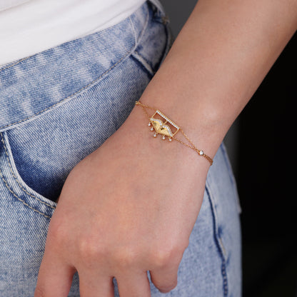 18k Yellow and white Gold bracelet decorated with natural diamond stones - Burqa collection