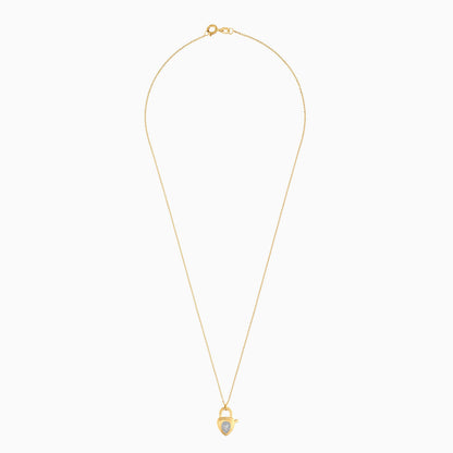 18k Solid Gold Heart Lock Diamond Necklace | Valentine Collection