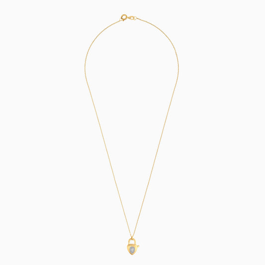 18k Solid Gold Heart Lock Diamond Necklace | Valentine Collection