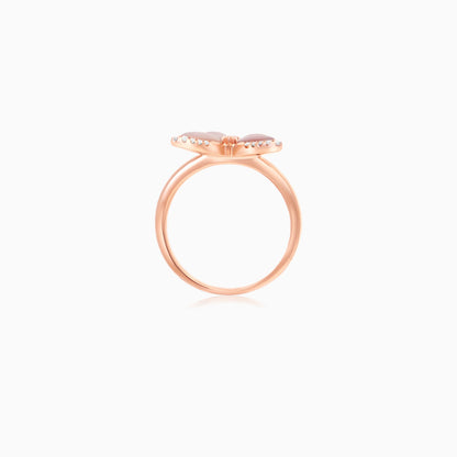 18K Rose Gold Butterfly Ring with Mother of Pearl and Natural Diamonds – Mosaic Collection