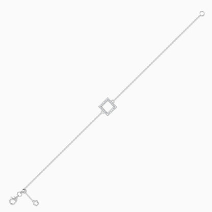 سوار قابل للتعديل من الذهب الأبيض عيار 18 قيراطًا، مربع الشكل، مزين بأحجار ألماس طبيعية مستديرة | مجموعة عصرية