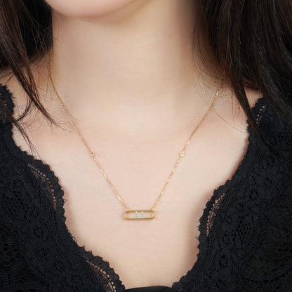 18K YELLOW GOLD NECKLACE LETTER "M" DECORATED WITH NATURAL DIAMOND