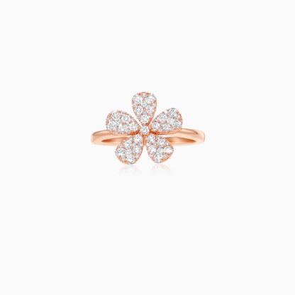 18K Rose Gold Flower Ring with Natural Diamonds – Mosaic Collection