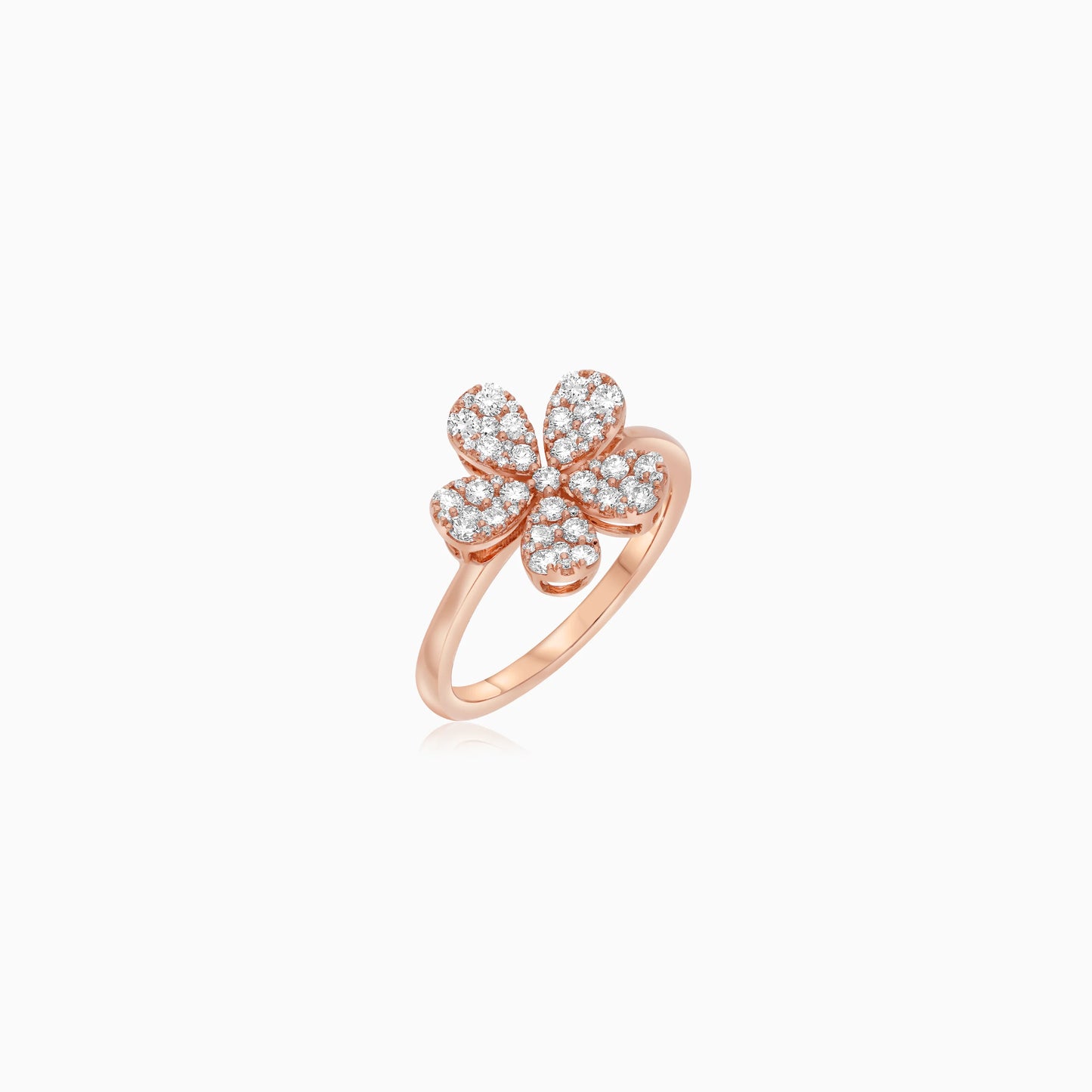 18K Rose Gold Flower Ring with Natural Diamonds – Mosaic Collection