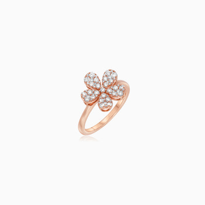 18K Rose Gold Flower Ring with Natural Diamonds – Mosaic Collection