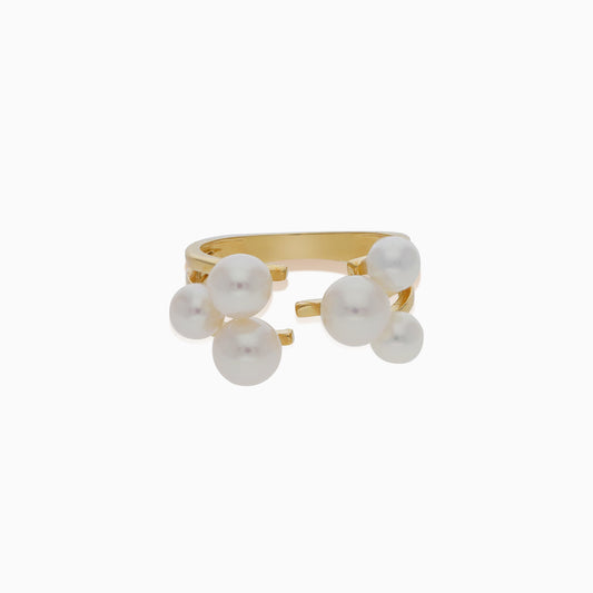 18K YELLOW GOLD OPEN RING WITH PEARLS - DANAH COLLECTION