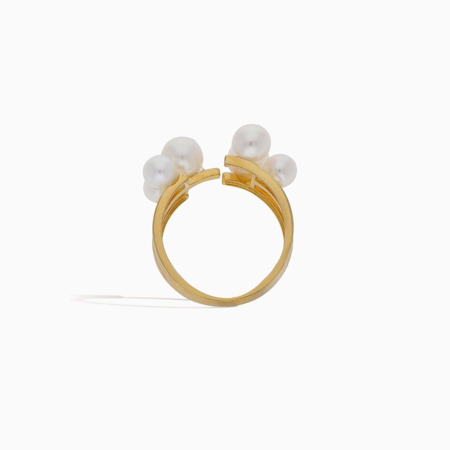 18K YELLOW GOLD OPEN RING WITH PEARLS - DANAH COLLECTION