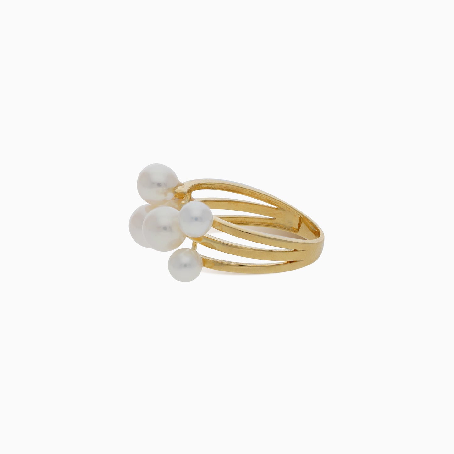 18K YELLOW GOLD OPEN RING WITH PEARLS - DANAH COLLECTION