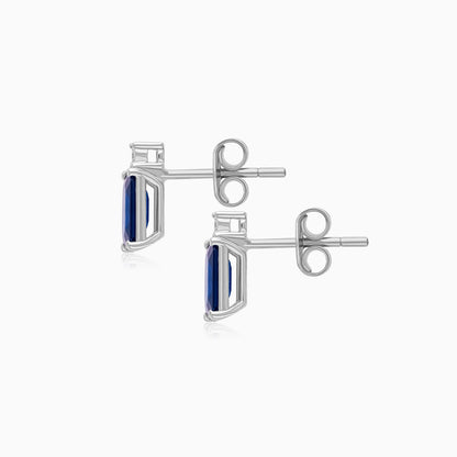 18k white gold blue sapphire stone and natural diamond earrings | colour classic collection