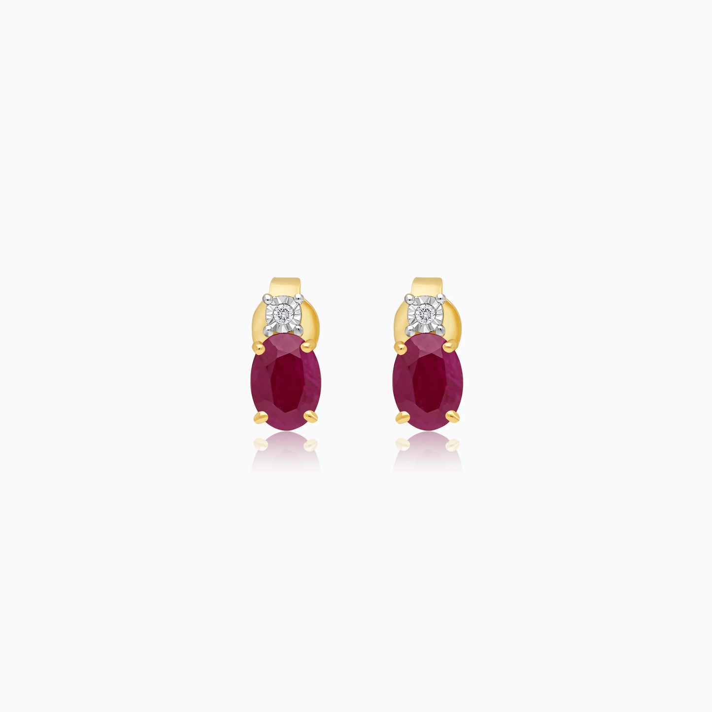 18k yellow gold earrings with natural diamond and ruby stones From the Colour Classic Collection