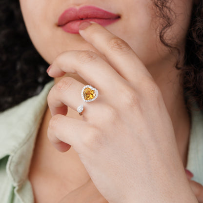 18K White Gold Citrine & Diamond Ring | Rabiya Collection