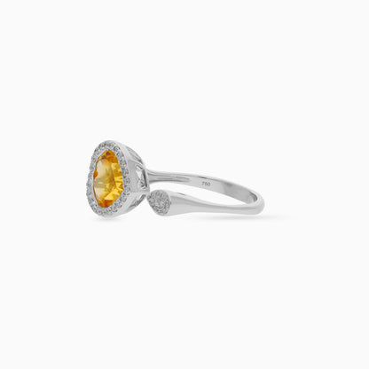 18K White Gold Citrine & Diamond Ring | Rabiya Collection