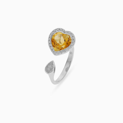 18K White Gold Citrine & Diamond Ring | Rabiya Collection