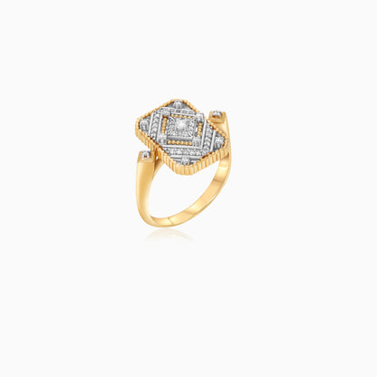 18K Yellow and White Gold Ring Decorated with Natural Diamond Stones from the Tablah Diamond Collection