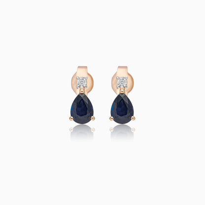 drop shape sapphire and natural diamond earrings in 18k Rose gold | colour classic collection