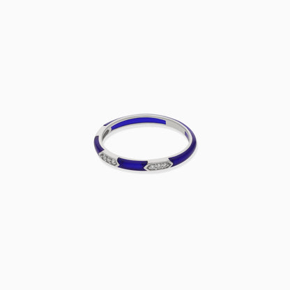 18K White Gold Ring with Diamonds and Blue Ceramic | Alwan Collection