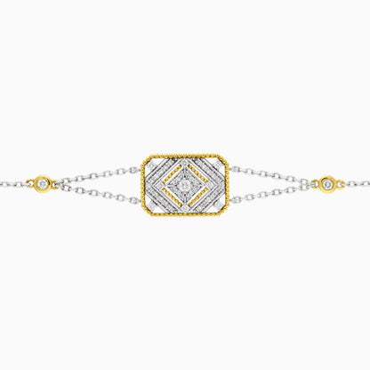 18k White & Yellow Gold Bracelet Decorated with Natural Diamonds - Tablah Diamond Collection