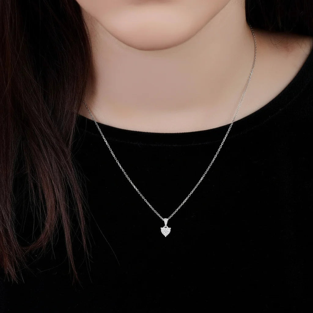18K White Gold Diamond Heart Necklace – 365 Collection