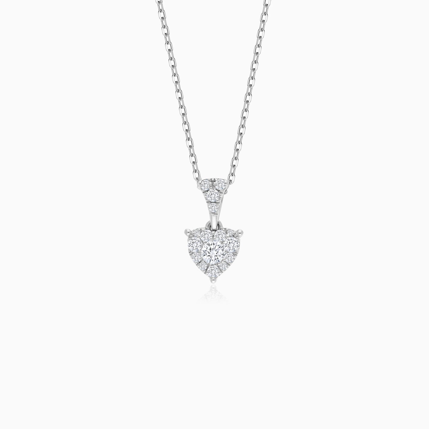18K White Gold Diamond Heart Necklace – 365 Collection