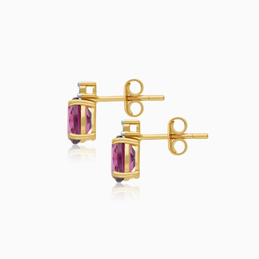 Romantic Rhodolite Garnet & Natural Diamond Earrings in 18k Yellow Gold – Colour Classic Collection