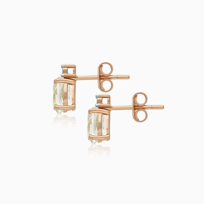 18K Rose Gold Earrings with Green Prasiolite & Natural Diamonds – Classic Collection