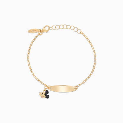 18k Yellow Gold Mickey Mouse Face ID Bracelet for Kids | Disney Collection