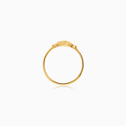 18K Yellow Gold Ring with Dark Blue Enamel & Natural Diamonds | Alwan Collection