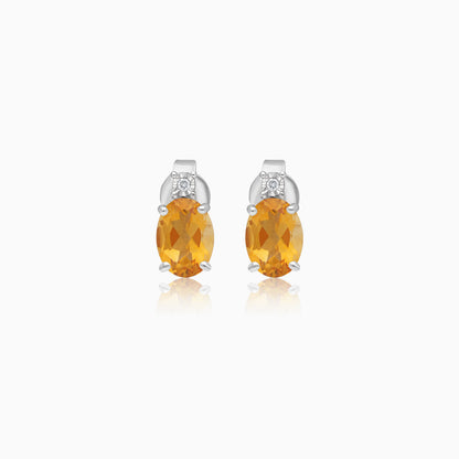 18k Gold Earrings Citrine and Natural Diamonds | Colour Classic