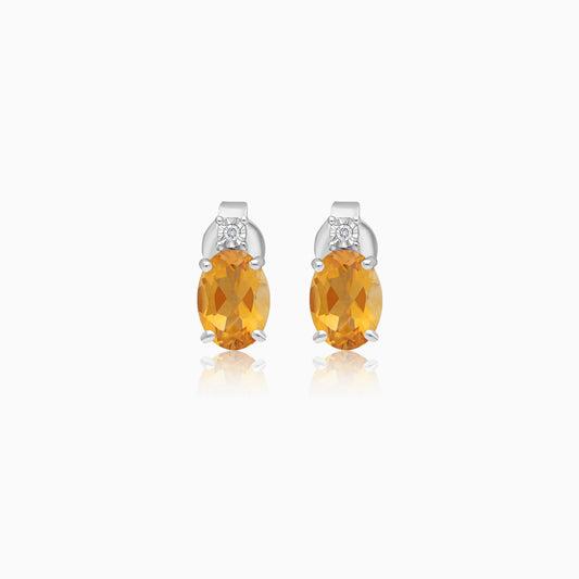Luxury 18k White Gold Citrine & Natural Diamond Earrings – Colour Classic Collection