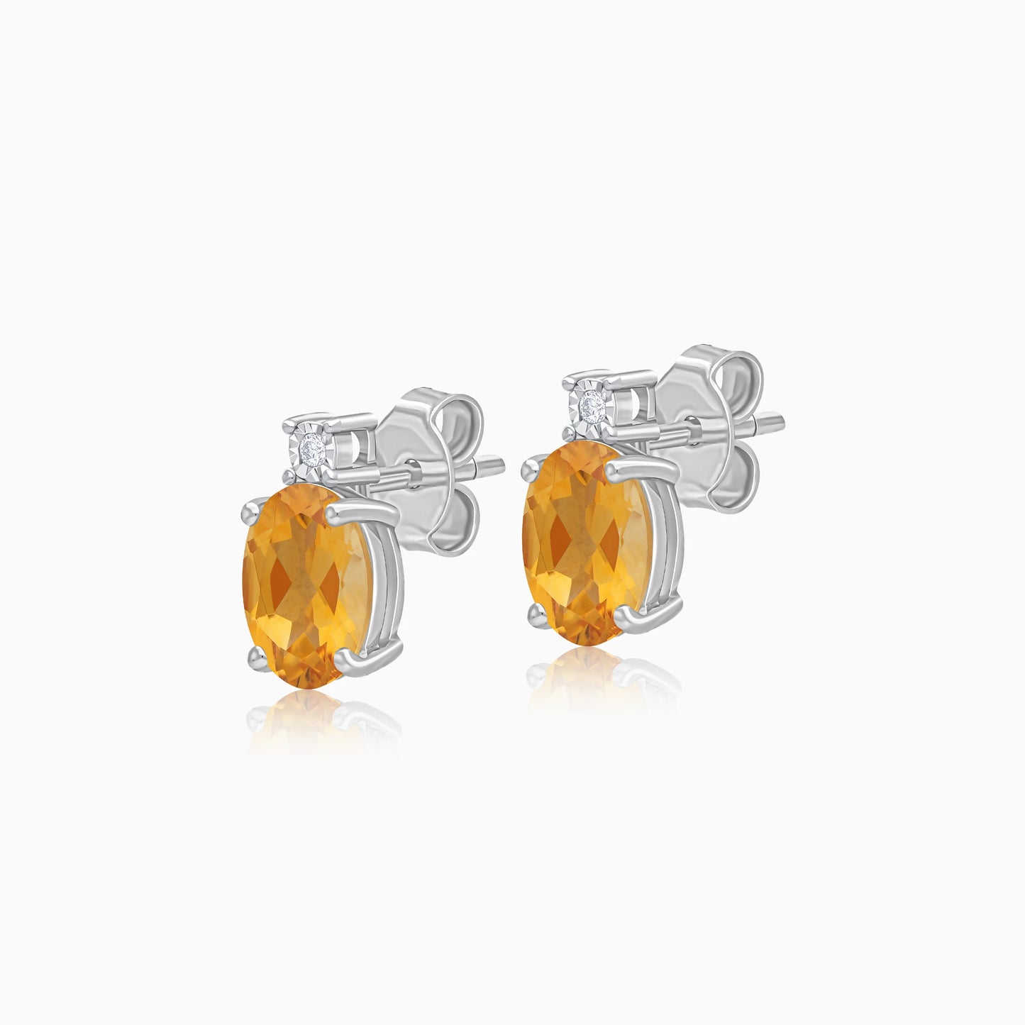 18k Gold Earrings Citrine and Natural Diamonds | Colour Classic