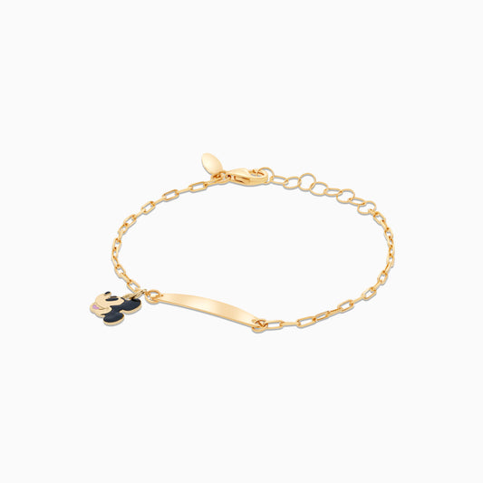 Disney Collection - Mickey & Friends- 18k Yellow Gold Mickey Mouse face I-D Bracelet with Enamels