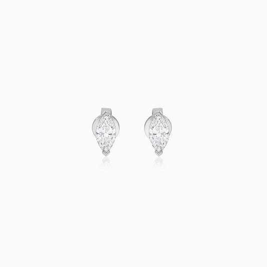 18k white gold earrings decorated with natural diamond marquise-cut shape  -  Solitaire collection