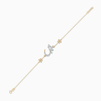 18K Yellow Gold Arabic 'Sheen' Bracelet with Natural Diamonds & Blue Topaz | Horoufi Diamond Collection