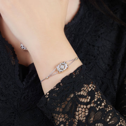 18k White & Yellow Gold Bracelet Decorated with Natural Diamonds - Tablah Diamond Collection