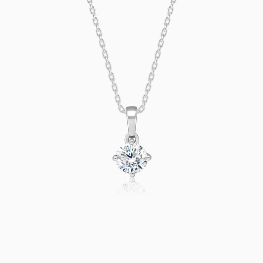 18K White Gold Pendant Necklace with Solitaire Diamond – Solitaire Collection