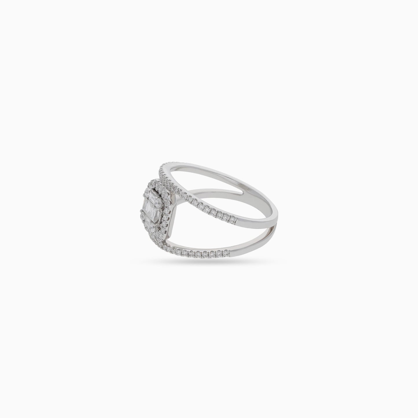 18k white gold ring with natural diamonds & square baguette diamond – carre collection