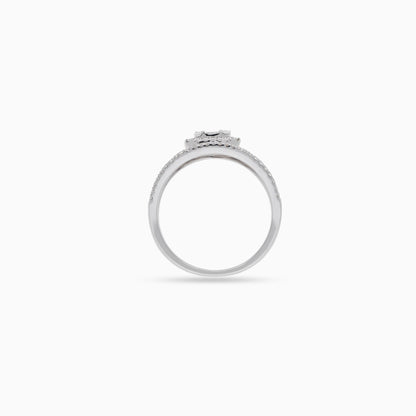 18k white gold ring with natural diamonds & square baguette diamond – carre collection
