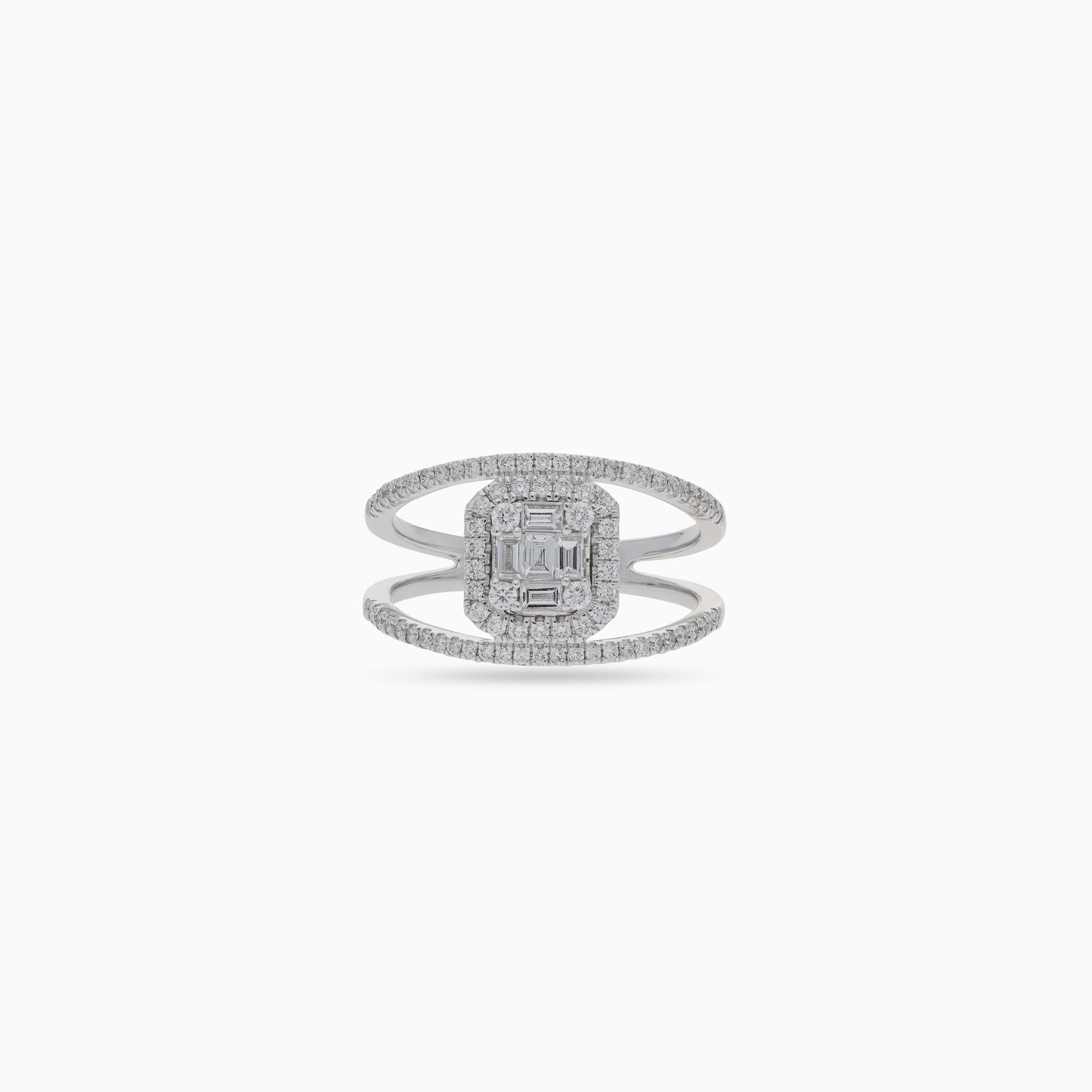 18k white gold ring with natural diamonds & square baguette diamond – carre collection