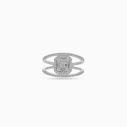 18k white gold ring with natural diamonds & square baguette diamond – carre collection