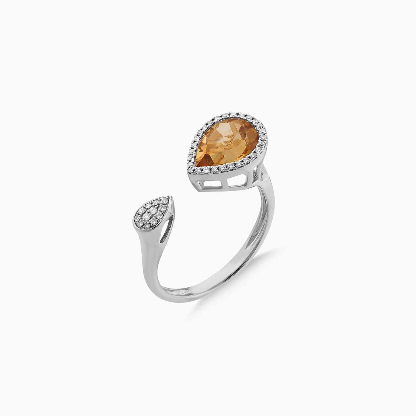 18K White Gold Ring with Natural Citrine and Diamonds – Rabiya Collection